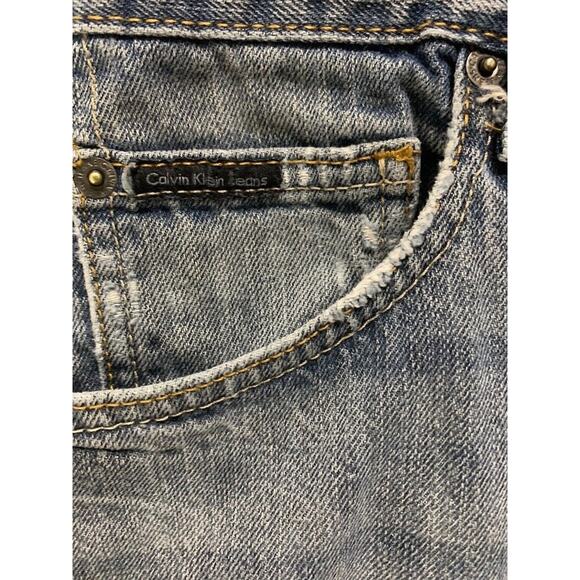 Calvin Klein Straight Cut Blue Jeans Mens Size 36x32 Light Wash Cotton Denim - Picture 4 of 5